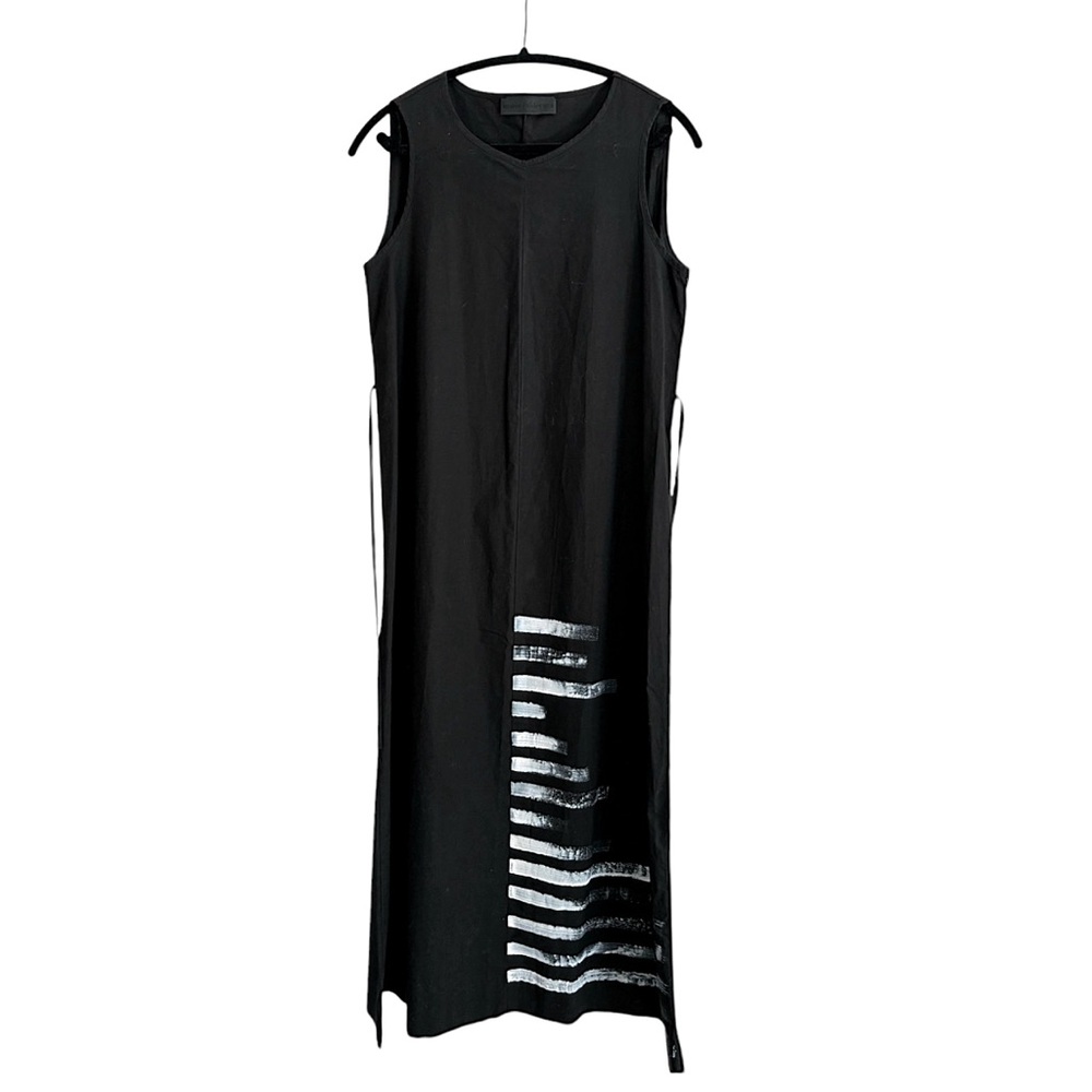 Maria Calderara Hand Painted Black Maxi Dress Size 2 New